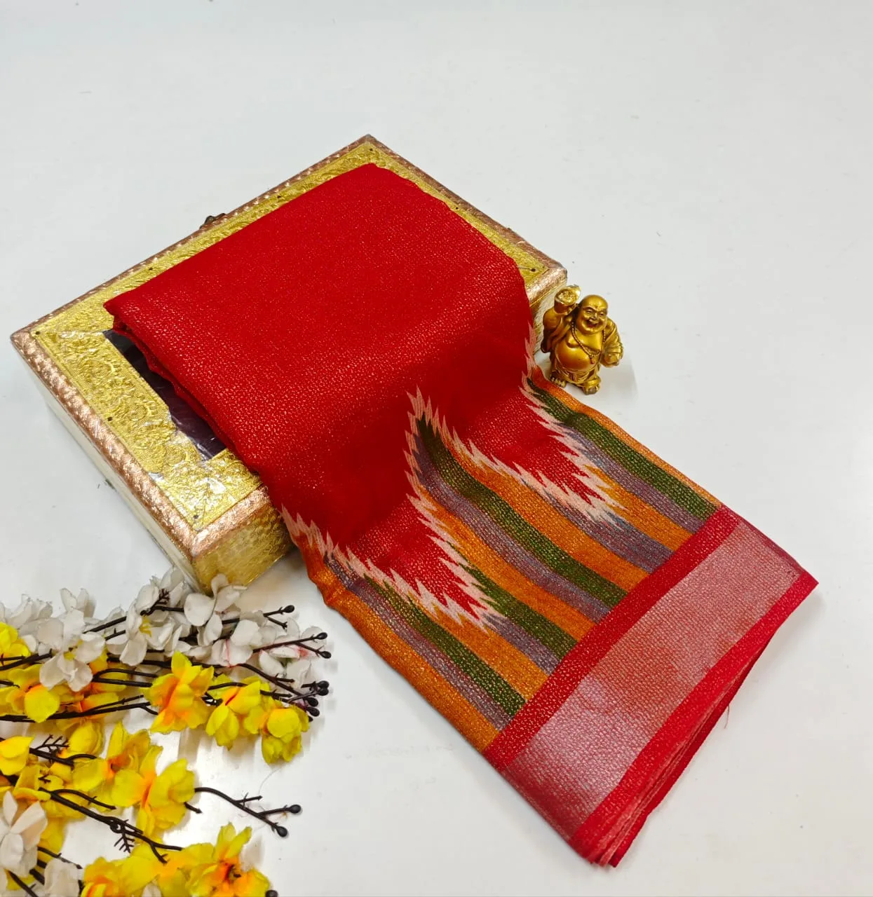 Rani Pink Shimmer Linen Cotton Saree